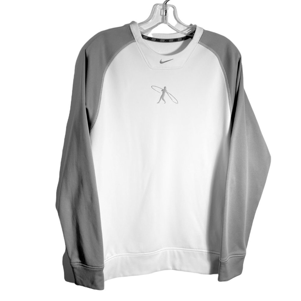Nike Men's White & Grey Crewneck Pullover, Size S